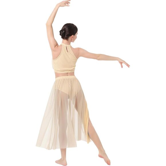 Lyrical Champagne Dance Costume Two Piece Outfit Sz M - Picture 2 of 9